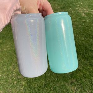 Bouteille isotherme à sublimation vierge 15oz 16oz 20oz, Mug de voyage irisé, Verre à paillettes transparent scintillant - Product Image 1