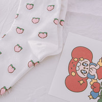 Chaussettes blanches Curling Fruit Picture Crew pour femmes Printemps Été Cherry Banana Peach Strawberry Designed Socks