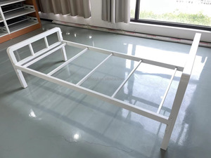 Customized Square Tube <b>Metal</b> <b>Bed</b> <b>Frame</b> Modern Steel <b>Single</b> Dormitory <b>Bed</b> Knock Down Structure for Hospital Hotel & Bedroom Use - Product Image 3