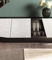 Meuble TV en verre trempé de luxe italien, meuble de salon en bois massif pour villa, meuble TV moderne et simple