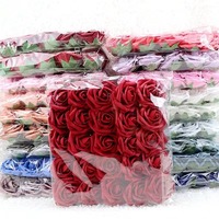 Rose artificielle en mousse de 8 cm, pas chère, avec feuilles et tige, fleurs artificielles, roses au toucher réel pour la décoration de mariage