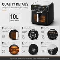 Friteuse à air numérique grande capacité 10L 1700W à double chauffage, 8 programmes prédéfinis pour la cuisine domestique – Vente en gros