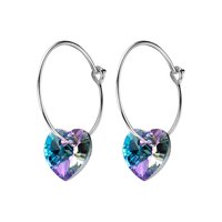Boucles d'oreilles pendantes en argent sterling 925, cœur coloré dégradé, zircone cubique, pour femmes, accessoires de bijoux fins