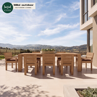 Ensemble de table à manger d'extérieur moderne, imperméable, durable, en teck massif, pour villa, cour, hôtel, patio, jardin