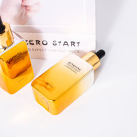 Vente en gros de flacons compte-gouttes en verre doré carrés de 50 ml, pour emballages cosmétiques, sérum, lotion, huile
