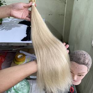 Double cuticule alignée en usine, cheveux vierges russes Remy, kératine italienne pré-collée, pointe plate Blonde 613 naturelle, Exte - Product Image 6