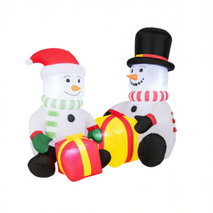 Muñecos de Nieve Inflables Navideños con Cajas de Regalo, Decoración para Jardín Exterior, 1.5 Metros, Material de PVC - Product Image 1