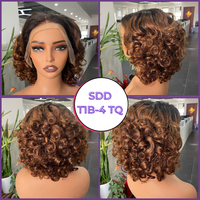 Wig Bob Grosir Kepadatan Tinggi 13x4 Lace Frontal Wig Rambut Asli Double Drawn Bouncy Curl Closure Wig Bob Pendek untuk Wanita