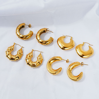 Pendientes de Aro de Lujo Toposh con Baño de Oro y Perlas de Acero Inoxidable, Joyería de Moda para Mujer, Venta al por Mayor a Granel