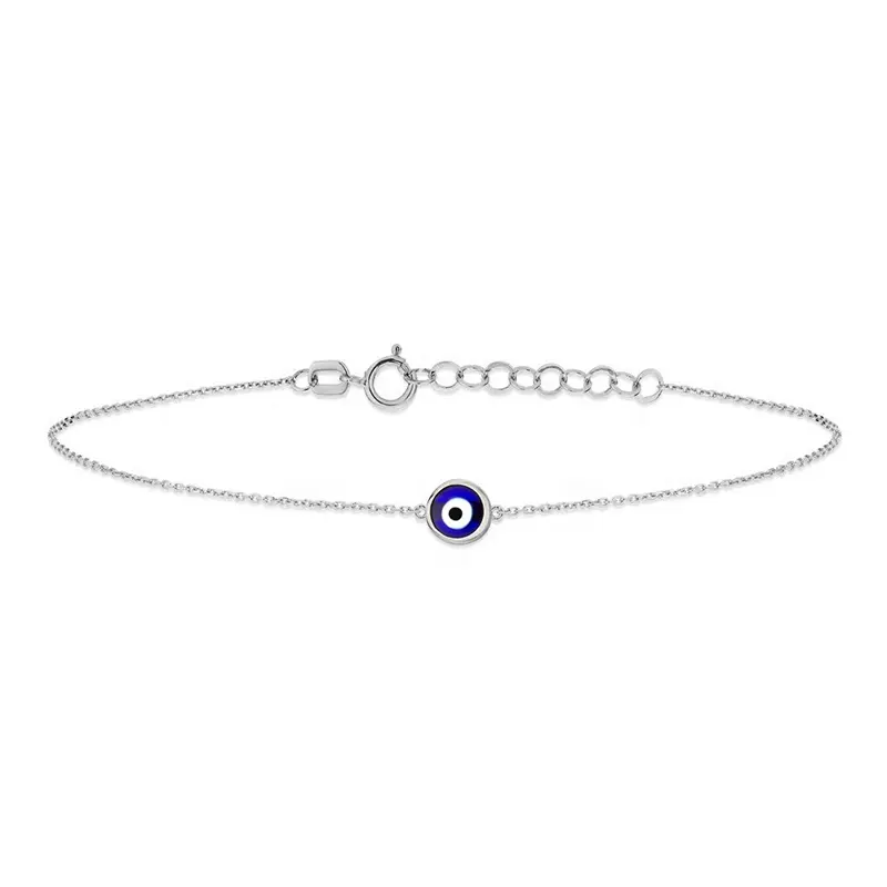 Milskye delicato gioielli alla moda placcato oro 18 carati bracciale in argento 925 con smalto blu malocchio