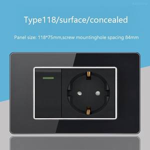 Enchufe de pared con interruptor de luz, doble puerto USB tipo C, estándar europeo, de vidrio templado, con tres entradas de corriente. - Product Image 3