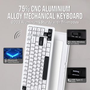 Venta al por mayor HI86 Inalámbrico RGB 75% Diseño Aluminio RGB Retroiluminado Mecánico Gaming Keyboard Hot Swap Tipo-C Teclado Recargable - Product Image 3
