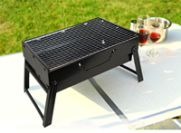 Barbecue au charbon de bois pliable à hauteur réglable, grille coulissante, plateau à charbon ventilé, construction métallique galvanisée