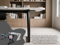 Pieds de table modernes en métal sur mesure à surface lisse, base en fer/acier inoxydable/alliage d'aluminium pour salle à manger industrielle ou bureau