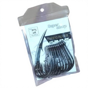Hameçons à barbillon pour sturgeon 8090-6X-HG, hameçons de pêche en eau salée pour la pêche au bar et au poisson-roux - Lot de 10 en sachet plastique - Product Image 1