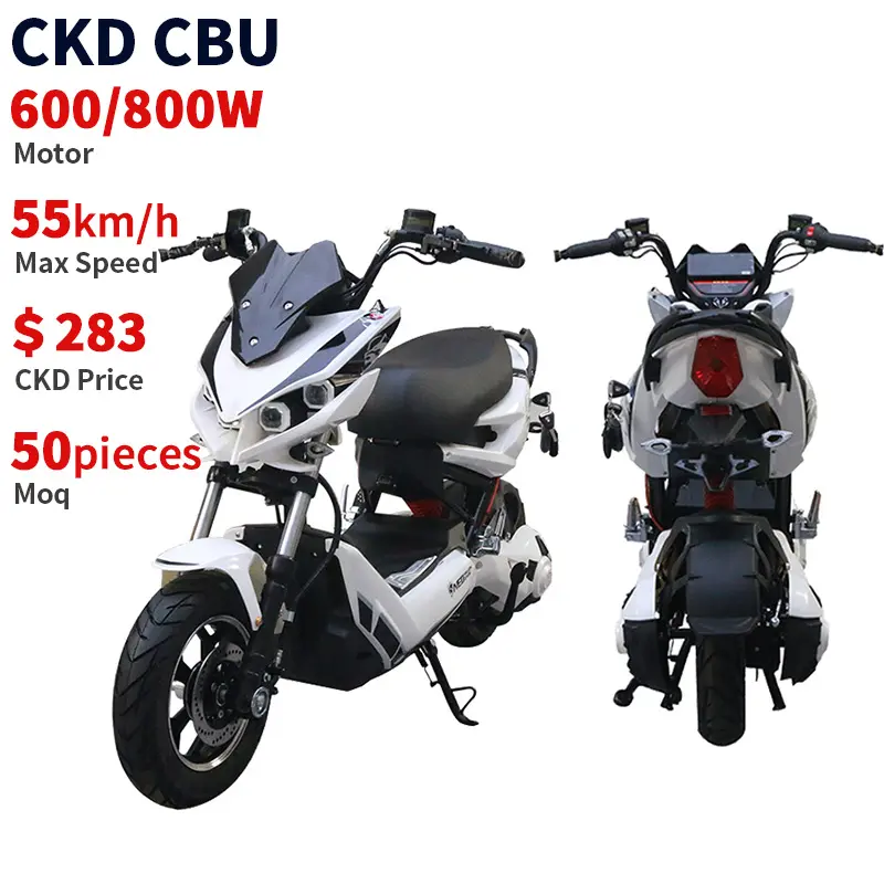 CKD 600w 800W popular and cheap new electric motorcycle 55km/h max speed fast electric motorcycle for city travel