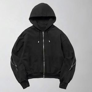 Sweat à capuche zippé surdimensionné personnalisé sweats à capuche vierges 350 g/m² 450 g/m² sweat à capuche 100% coton éponge française - Product Image 3