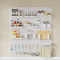 Organisateur mural en acier au carbone peu encombrant avec accessoires personnalisables pour présentoir de vaisselle à la maison
