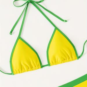 2025 Conjunto <span class=keywords><strong>de</strong></span> Bikini transfronterizo <span class=keywords><strong>de</strong></span> tres piezas con colores contrastantes Patrón sexy Cintura Logotipo frontal para traje <span class=keywords><strong>de</strong></span> <span class=keywords><strong>baño</strong></span> <span class=keywords><strong>de</strong></span> <span class=keywords><strong>Amazon</strong></span> Seaside - Product Image 3