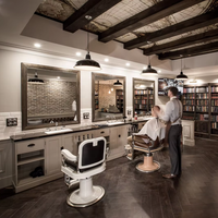 Salon de coiffure de style luxueux Présentoir de meubles design d'intérieur Décoration de magasin de salon de coiffure pour hommes personnalisée