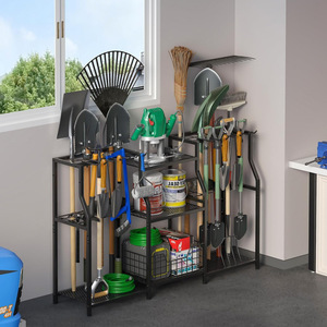 Estante para herramientas de jardinería, torre de almacenamiento para patio, organización y almacenamiento para garaje, estante práctico de tres niveles para herramientas de jardinería - Product Image 4
