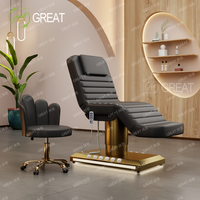 Table de massage moderne à 4 moteurs électrique et levage à un bouton avec lumière LED réglable pour traitement médical et soins du visage, lit de beauté pour le visage