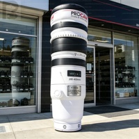 Modèle géant gonflable de téléobjectif photo, équipement photographique, accessoire publicitaire pour vitrine de magasin, salon professionnel, promotion de marque
