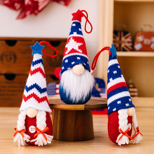 Independence Day Child <b>Hat</b> Dwarf Pendant Knitted American Figurine Anniversary Decoration Cute Ornament - Product Image 3