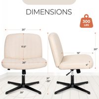 AJUNION-Chaise de Bureau à Domicile Moderne, Chaise Pivotante Rembourrée en Tissu, Sans Roues, Sans Accoudoirs