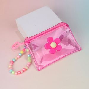 Solid Color PVC Zipper Closure Card Case Waterproof Transparent Earphone Bag with Coin <b>Purse</b> and <b>Cute</b> Pendant Bracelet Keyrings - Product Image 4