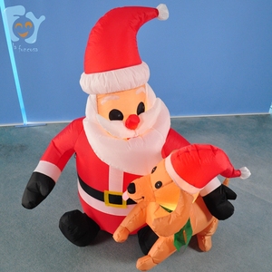 4 pies 1,2 m Iluminado Patio Césped Bajos Decoraciones navideñas al aire libre Inflable Papá Noel y perro - Product Image 5
