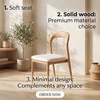 Chaise de salle à manger minimaliste italienne MULIGNA en bois massif, dossier en U, assise rembourrée, sans accoudoirs, pour salle à manger, cuisine, restaurant