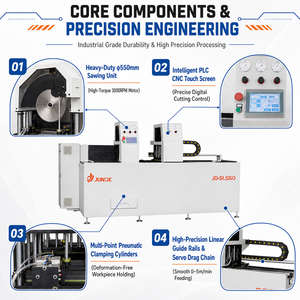 Sierra de corte automática CNC JUNDE sin residuos de material, con alimentación servoaccionada, para perfiles de muro cortina de aluminio - Product Image 6