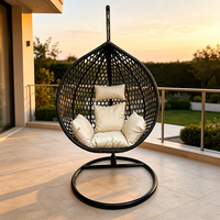 Fauteuil suspendu de luxe avec support, chaise balançoire en rotin tressé à la main pour chambre, balcon, jardin, détente