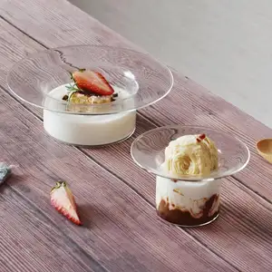 Ciotola per calice alta in vetro stile semplice a buon mercato all'ingrosso ciotola per gelato ciotola per insalata di dessert per uso in cucina