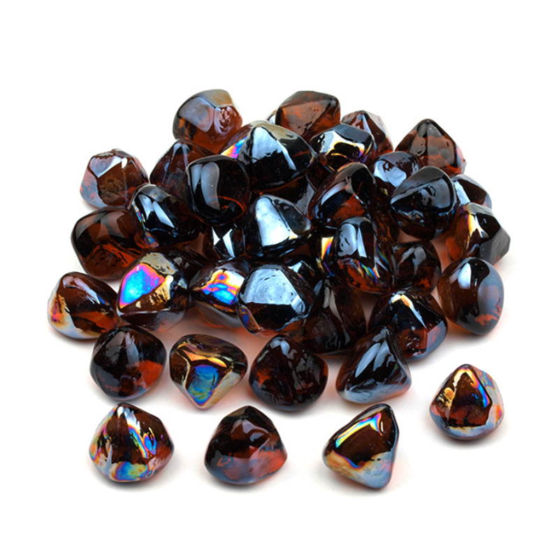 Янтарное огонь стекло для камина озеленение оптовая продажа цветной отражающий огонь костра сломанное стекло