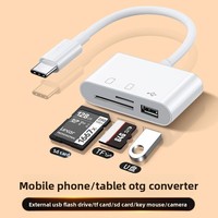 Adaptateur OTG multifonctionnel 3 en 1 avec connecteur USB C, lecteur de carte TF/SD pour téléphone portable Xiaomi Oneplus iPhone OPPO