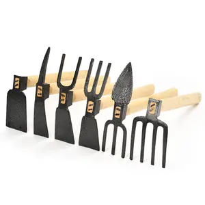 230/160MM outils de jardin en gros 2 en 1 Mini fourchette de culture houe de désherbage avec manche en bois