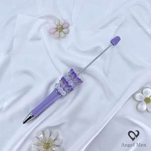 Groothandel Rozenbloem Vlinder Plastic Beadable <span class=keywords><strong>Pen</strong></span> Vult Zwarte Inkt Gladde Schrijfpen Glitter Kralen Plastic Beadable Pennen - Product Image 6