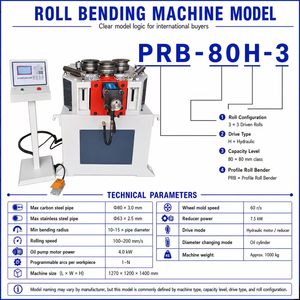 Automatic Hydraulic 3 <b>Roller</b> Rolling Machine for Industrial Pipe Cold Forming and Section Bending - Product Image 2