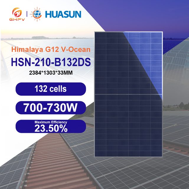 Huasun G12 715w Solar Panel Bifacial HJT Half Cell 700W 705W 710W 715W 720W 725W 730W HSN-210-B132DS V-ocean Panneaux Solaire