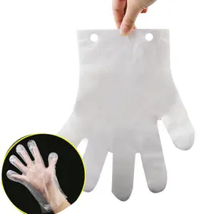 High Quality Housework Hygiene Polythene Plastic Hair Color Salon Gloves Powder Free Anti Slip Transparent Clear Pe Gloves