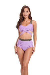 Ensemble de maillots de bain pour femmes <span class=keywords><strong>MGOO</strong></span> avec logo personnalisé, bikini sur mesure avec cordon de serrage, bijoux et volants, motif uni, ensemble 2 pièces - Product Image 3
