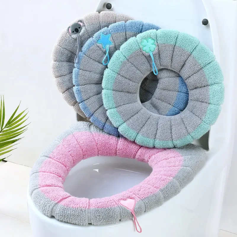 Wholesale Portable Sanitary Hand-held toilet seat thickened toilet cover plush household winter warm universal toilet seat cover