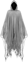 Cape de déguisement noire à capuche effet usé, en tissu de lin ample, pour Halloween, sorcier, dévoreur d'âmes, pour adultes hommes et femmes, cosplay d'horreur