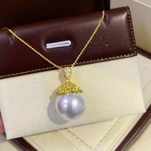 31419DIY Accessories S925 Silver Pendant Empty Holder with 12-15mm Round Beads for <b>Concealer</b> Necklace - Product Image 3