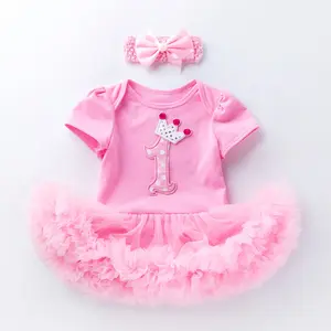 Pagliaccetto primavera moda bambino manica corta e gonna ragazza principessa vestito di compleanno