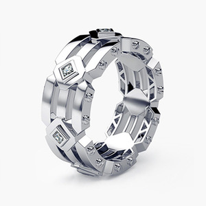 Anello da Uomo alla Moda per Matrimonio, Design Geometrico Minimalista ed Elegante, Gioiello per Uso Quotidiano, Anello Statement - Product Image 6