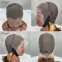 Perruques en cheveux humains vietnamiens Super Double Drawn à livraison rapide, 18 pouces, couleur ombrée, bouclées Pixie, sans colle, avec dentelle HD complète
