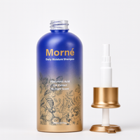 Botol pompa plastik hewan peliharaan bentuk silinder mewah gradien Blue-Gold kustom Logo 300ml 400ml 450ml untuk sampo kondisioner rambut